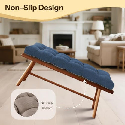 Bench Cushions for Indoor Furniture 42"X17"X3", 1 PC, Navy | 3"/8 cm Thick, Soft Non-Slip Window Seat Cushion, Tufted Bench Seat Cushion for Dining, Piano Benches and Window Seats - color: Navy