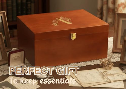 InnoBeta Personalized Keepsake Box, Wooden Storage Boxes, Large Keepsake Boxes with Lid for Memory Treasure, Initial W - color: Initial W