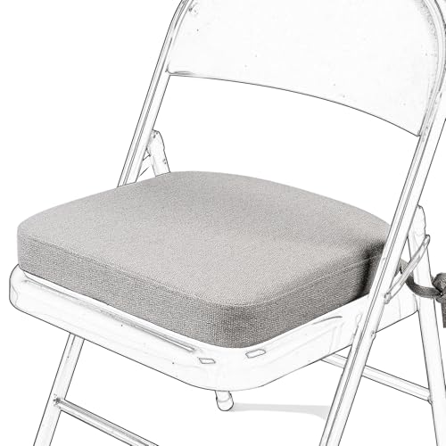 SINOSSO Memory Foam Chair Cushion for Folding Chair 1 Pcs, Thickened 2" Square Kitchen Chair Pad with Ties, Indoor Non-Slip Dining Chair Seat Cushion (1 Piece, Light Grey) - color: Light Grey