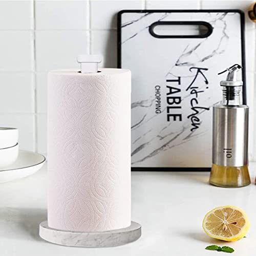 Paper Towel Holder Countertop, Standing Paper Towel Roll Holder for Kitchen Bathroom, with Weighted Marble Base for One-Handed Operation (White), White Marble Paper Towel Holder - color: White-aa