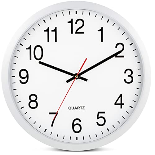 Bernhard Products White Wall Clocks, 2 Pack Silent Non Ticking - 16 Inch Extra Large Quality Quartz Battery Operated Round Easy to Read Home/Office/Business/Kitchen/Classroom/School Clock, Black Hands - color: White, size: 16 Inch - 2 Clocks
