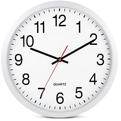Bernhard Products White Wall Clocks, 2 Pack Silent Non Ticking - 16 Inch Extra Large Quality Quartz Battery Operated Round Easy to Read Home/Office/Business/Kitchen/Classroom/School Clock, Black Hands - color: White, size: 16 Inch - 2 Clocks