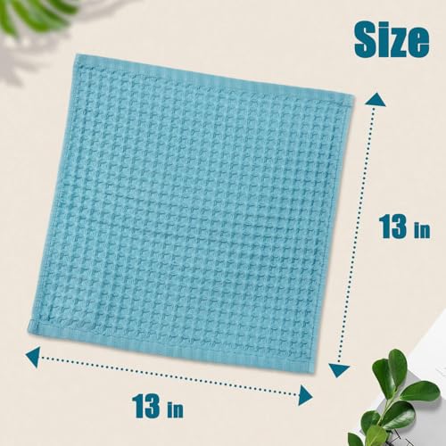 Cleanbear Lake Blue Waffle Washcloths 12 Pack, 13 x 13 Inches | Lightweight and Quick-Dry Face Towels, Soft and Absorbent, Ideal for Bathroom, Kitchen, Gym - color: Seafoam-green