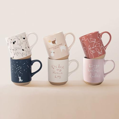 Fringe Studio Celestial Dog Stoneware Mug, 12 fl oz, Navy, 429017 - color: Celestial Dog