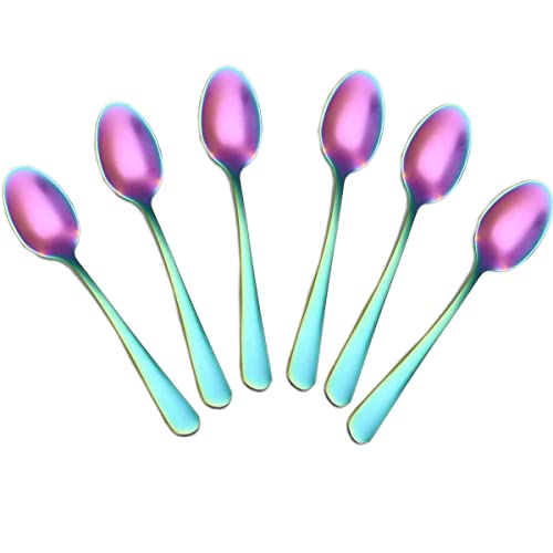 Demitasse Espresso Spoons,4.75inch Stainless Steel Coffee Spoons - color: Rainbow, size: 4.7Inch