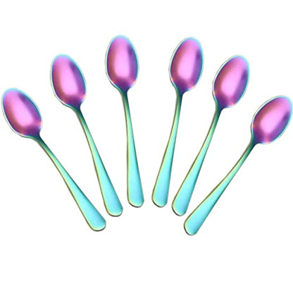 Demitasse Espresso Spoons,4.75inch Stainless Steel Coffee Spoons - color: Rainbow, size: 4.7Inch