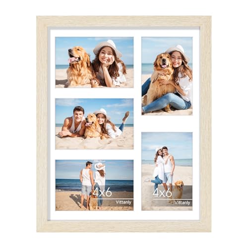 Vittanly 11x14 Collage Picture Frame for Wall Mounting, Cornsilk | Displays 5Pcs 4x6 Pictures with Mat or 1Pc 11x14 without Mat, Picture Frames Collage Wall Decor, 1 Pack - color: Cornsilk, size: 11x14