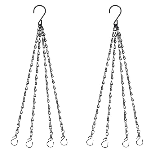 21 Inches 4 Leads Hanging Baskets Chains for Hanging Plant Flower Pot Hanger Bird Feeder Lanterns Billboard, Wall-Mounted Replacement Plant Hangers for Garden Balcony Yard Kitchen(Black,2 PCS)