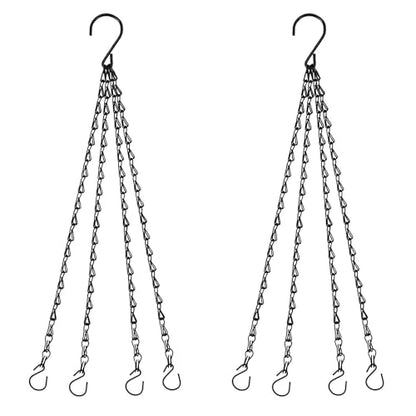 21 Inches 4 Leads Hanging Baskets Chains for Hanging Plant Flower Pot Hanger Bird Feeder Lanterns Billboard, Wall-Mounted Replacement Plant Hangers for Garden Balcony Yard Kitchen(Black,2 PCS)