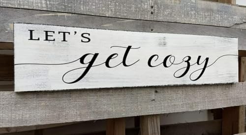 Let's Get Cozy Sign, Farmhouse Bedroom Wall Art Decor,Plaque Decorations Wood Sign for Housewarming Gift (Let's Get Cozy) 4x16 Inch - color: A10, size: 4 X 16 in