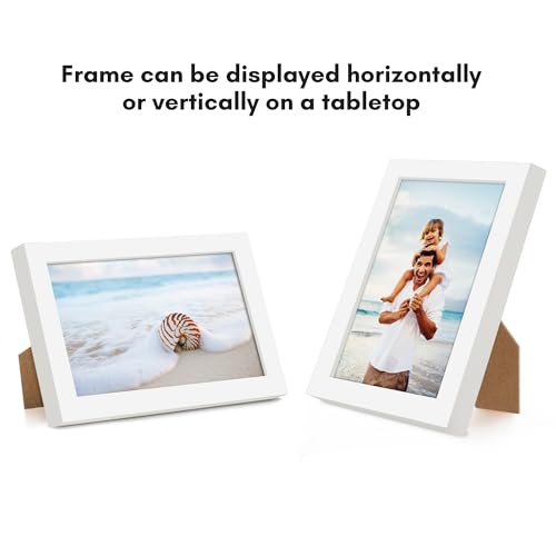 Americanflat 3x5 Picture Frame - Slim Molding - White | Shatter-resistant glass, wall or tabletop display with included easel, secure turn-tab backing, fits photos, posters and art - color: White, size: 3x5
