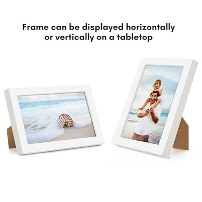 Americanflat 3x5 Picture Frame - Slim Molding - White | Shatter-resistant glass, wall or tabletop display with included easel, secure turn-tab backing, fits photos, posters and art - color: White, size: 3x5