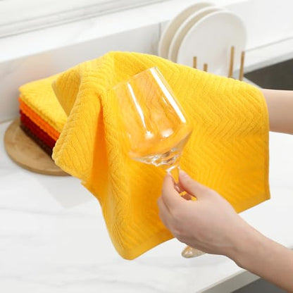 100% Cotton Kitchen Towels and Dishcloths Set, Pack of 8 Super Absorbent 16" x 25" Kitchen Towels and 13" x 13" Dish Cloths (400 GSM) - color: Autumn Set, style: 8-Piece Set