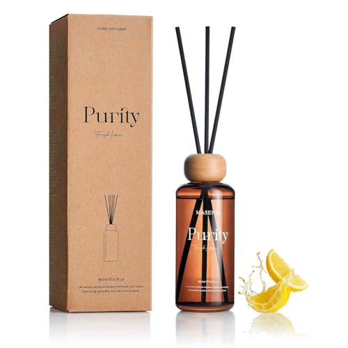 M&SENSE Reed Diffuser Set, Fresh Lemon, 6.3 oz Natural Essential Oil | Non-Toxic Organic, Long-Lasting Fragrance, Ideal for Kitchen, Home Office, Gifts for Women - color: Fresh Lemon