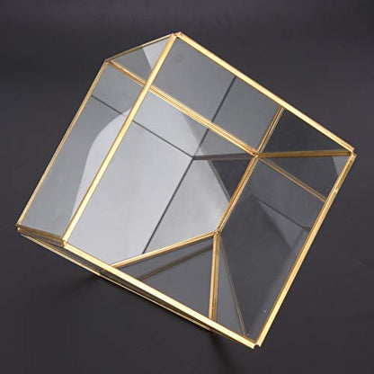 Geometric Glass Planter Gold Terrarium Container Home Desktop Decoration