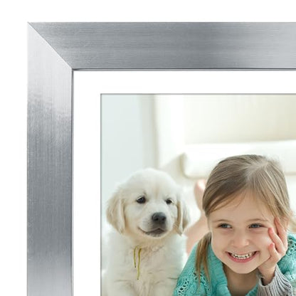 Americanflat 5x7 Picture Frame with Polished Clear Glass - Set of 2 - Use as 4x6 Frame with Mat or Display 5x7 Photo Without Mat - Signature Collection - Photo Frames for Tabletop or Wall - Silver | Engineered Wood construction, wall or tabletop display w