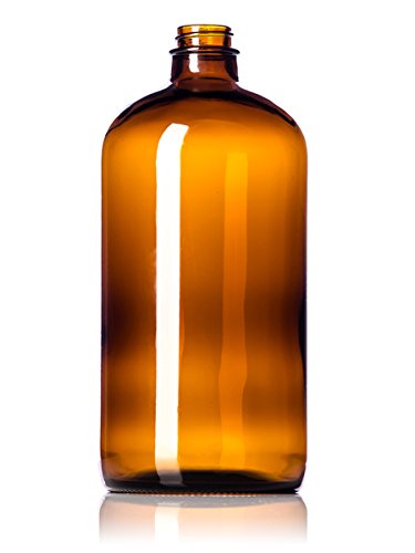 Sally's Organics 32oz Amber Glass Bottles - 2 Pack with USA-Made Tight Seal Lids - Quart-Sized Brown Glass Growlers for Beer, Kombucha, and Juice Storage