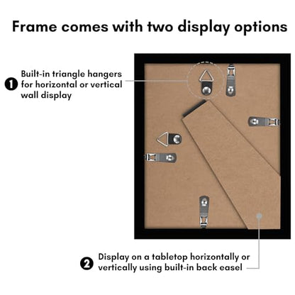 Americanflat 5x6 Picture Frame 2-Pack - Matted to 2x3 - Black | Slim Molding construction, Polished plexiglass front, wall or tabletop display with included easel, triangle hangers included - color: Black, size: 5x6