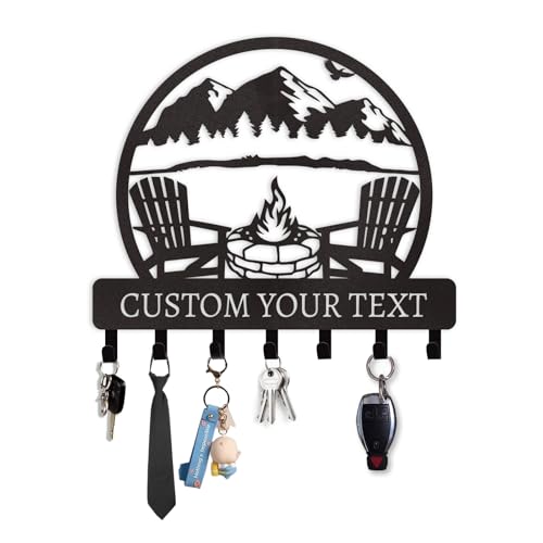 Personalized Key Holder for Wall | Custom Metal Camper Key Rack Hanger with Hooks | Camping Key Rack Wall Mount | Key Hanger Decor for Kitchen, Entryway, Hallway, Office, Doorway Gifts - color: 01 Camping