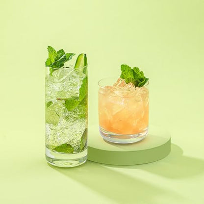 JoyJolt Faye 13oz Highball Glasses, 6pc Tall Glass Sets. Lead-Free Crystal Drinking Glasses. Water Glasses, Mojito Glass Cups, Tom Collins Bar Glassware, and Mixed Drink Cocktail Glass Set - style: Tall glasses