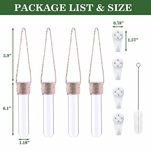 ARTORA Plant Propagation Hanging Glass Planter Terrarium Wall Mounted Decorative Flower Vase Hydroponic Plant Cultivation Test Tube for Home Office Decor (4PCS)