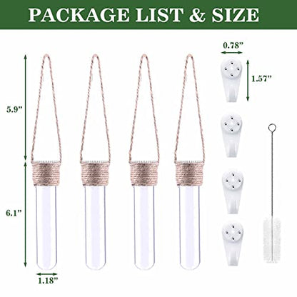ARTORA Plant Propagation Hanging Glass Planter Terrarium Wall Mounted Decorative Flower Vase Hydroponic Plant Cultivation Test Tube for Home Office Decor (4PCS)
