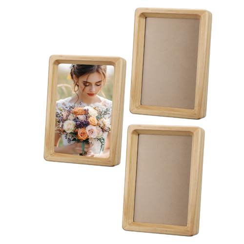 uxcell 4 x 6inch Natural Wood Photo Frames, 3pcs Mini Wooden Finish Picture Frame Tabletop Photo Frame with Mat for Desktop Display Wall Mounting, Wood color - color: Wood color, size: 4 x 6inch
