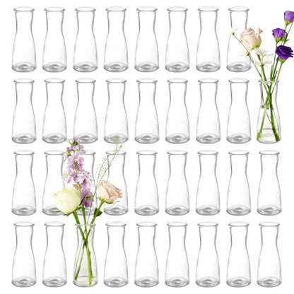 35 PCS Glass Bud Vases for Centerpieces, 5.5" Clear Small Flower Vases | Modern Minimalist Cute Mini Decorative Bulk Vases for Decor Wedding Birthday Party Home Living Room