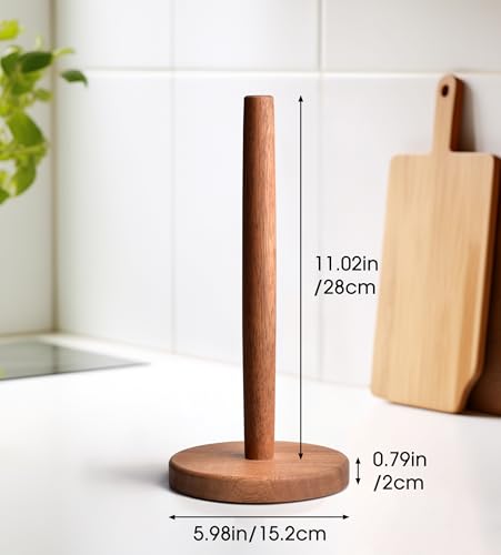 Acacia Wood Paper Towel Holder Stand – Wooden Kitchen Paper Towel Holder Countertop, PTHA, Freestanding Roll Holder for Kitchen & Bathroom & Farmhouse, Large - size: Large, style: Classic Acacia