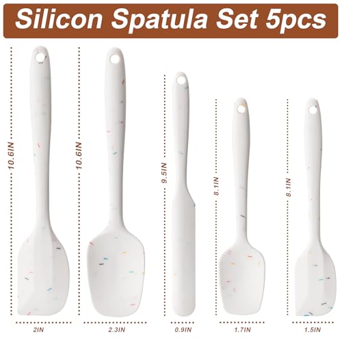 Silicone Spatula Set,5 Piece Food Grade Rubber Spatulas,Candy Color | Spatulas Silicone Heat Resistant for Baking,Cooking,and Mixing High Heat Resistant Non Stick Dishwasher Safe BPA-Free - color: Candy Color