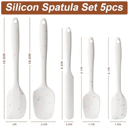Silicone Spatula Set,5 Piece Food Grade Rubber Spatulas,Candy Color | Spatulas Silicone Heat Resistant for Baking,Cooking,and Mixing High Heat Resistant Non Stick Dishwasher Safe BPA-Free - color: Candy Color