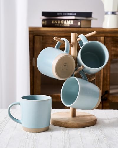 famiware Coffee Mugs Set of 4, Milkyway 13 oz Ceramic Cup Set with Handle | Stoneware Mug Set for Tea, Coffee, Latte, Cappuccino, Cocoa, Microwave and Dishwasher Safe, Light Blue - color: Milkyway-Light Blue, size: 4 Count (Pack of 1)