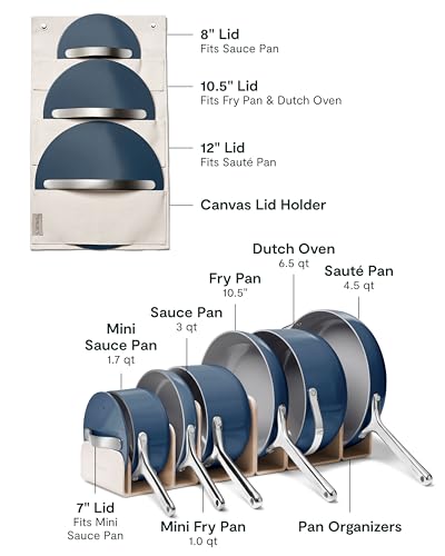 Caraway 31-Piece Non-Stick Ceramic Cookware Bundle | Fry Pans, Saucepans, Sauté Pan, Dutch Oven, Petite Cooker, Stir Fry, Rondeau, Stock Pot, Grill and Griddle Pans, Navy - size: 31pc Set