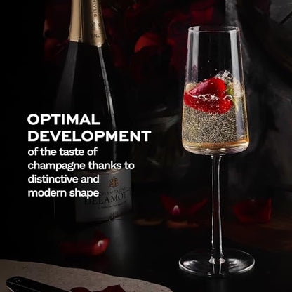 Stölzle Lausitz Champagne Glasses Power 6-Piece Set 8 oz – Elegant Flutes Ideal for Prosecco & Sparkling Wine – Elegant Crystal Champagne Glasses – Dishwasher- & Shockproof - size: 6 Pieces (1 Pack)