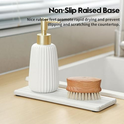 3 Pack Diatomite Stone Sink Tray, Water Absorbing Mat for Kitchen & Bathroom Counter, Quick Dry Soap Dish Makeup Vanity Caddy,Sponge Holder Organizer, Beige - 2pcs of 4.5"x 3.5" and 1pc of 9"x 3.5" - color: 3 Pcs - Beige - 1pc of 9"x 3.5" and 2pcs of 4.5"