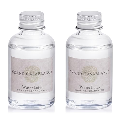 Zodax Casablanca Porcelain Diffuser Refills, 1.69 oz, 2-Pack - Water Lotus | Set of 2 diffuser refills, Clean aquatic floral and herbal fragrance, Home fragrance oil diffuser refills - size: 1.69 oz
