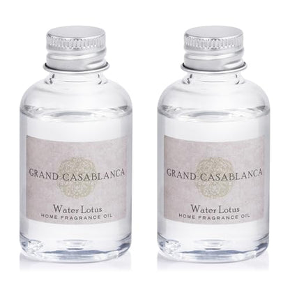 Zodax Casablanca Porcelain Diffuser Refills, 1.69 oz, 2-Pack - Water Lotus | Set of 2 diffuser refills, Clean aquatic floral and herbal fragrance, Home fragrance oil diffuser refills - size: 1.69 oz