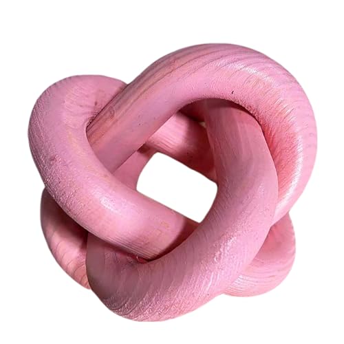 Wood Knot Decor -Coffee Table Decor Shelf Decor Table Books Hand Carved Home Decoration Boho Country Rustic Modern Shabby Chic Style Decor 3 Link Wooden Knot Chain Link Decor (Pink) - color: Pink