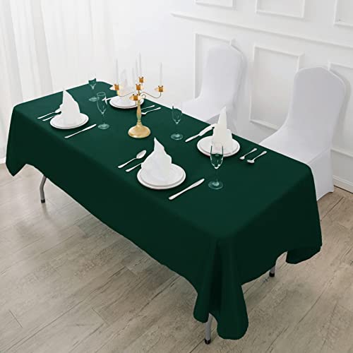 Fokitut 2 Pack Waterproof Rectangle Tablecloth, 90x156 Inch,Stain Resistant and Wrinkle Polyester Table Cloth, Fabric Table Cover for Kitchen Dining, Wedding, Party, Holiday Dinner-Hunter - color: Hunter, size: 90x156''-2pack