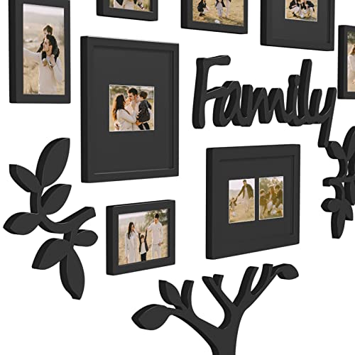 HELLO LAURA - Picture Frame Collage Large Wall Hanging Photo Frames Elegant Tree Collage Frame Gifts for Family Friends 4x6 inch Home Wall Decor Gallery Display (Black - Family Tree shape) | Multi Photo Frame for 4x6 Photos, Elegant Wall Hanging Gallery D