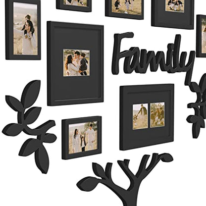 HELLO LAURA - Picture Frame Collage Large Wall Hanging Photo Frames Elegant Tree Collage Frame Gifts for Family Friends 4x6 inch Home Wall Decor Gallery Display (Black - Family Tree shape) | Multi Photo Frame for 4x6 Photos, Elegant Wall Hanging Gallery D