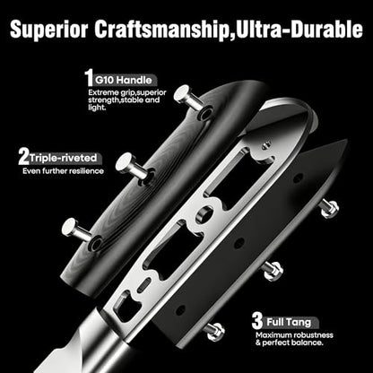 PAUDIN Carving Knife Set, 8 inch German High Carbon Stainless Steel Meat Slicing Knife with 7 inch Turkey Fork, Ergonomic Full Tang G10 Handle, Dishwasher Safe,BBQ Brisket Slicer,Cooking Gifts for Men - color: Carving Knife and Fork Set - 8 inch