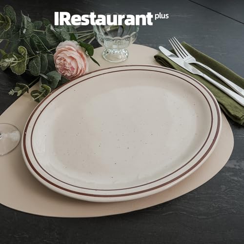 Stoneware Narrow Rim Brown Speckle, Oval Platter 13.5" x 10.5", Case of 12 - color: Brown Speckle, size: Platter 13.5" x 10.5"