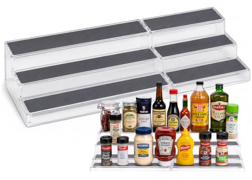 Oizeir Expandable Spice Organizer Rack - 3-Tier - Clear Adjustable Tiered Shelf Spices Organization for Kitchen Cabinet and Pantry Storage - color: Clear, size: 1-Pack