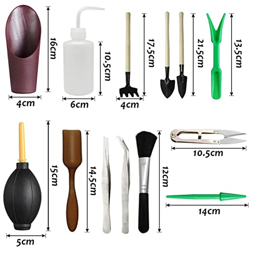 13PCS Miniature Gardening Tools Set Wooden Handle Iron Heads Potted Plants Transplanting Watering Garden Hand Tool Kit