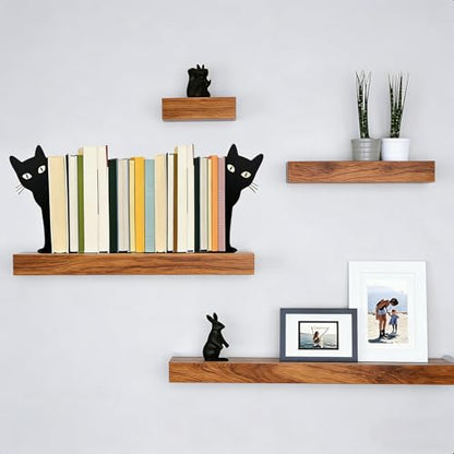 Peekaboo Cat Bookends, Black Metal Decorative Book Ends for Shelves, Heavy Duty Book Stoppers for Home & Office Desks, Ideal Gift for Cat Lovers & Book Lovers - style: Peekaboo Cat