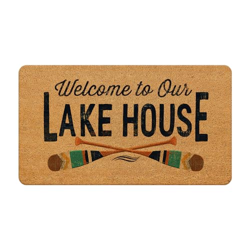 Nogrit Lake House Decor Coir Doormat, Welcome to Our Lake House Paddle Door Mat Outdoor, Lake House Welcome Mats Outdoor, Lake House Decor for The Home, 17x30 - color: Coir Doormat - 6