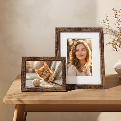 Vittanly Solid Wood 8x10 Picture Frames Set of 4, Dark Brown | 5x7 Picture Frame with Mat, Gallery Wall Frame Set, 8 x 10 Frame for Wall & Tabletop Display, Family, Pet, Christmas - color: Dark Brown, size: 8x10