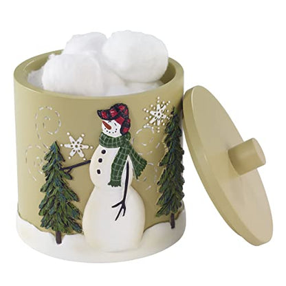 Avanti Linens - Covered Jar, Resin Countertop Accessories, Christmas Decorations (Snowmen Gathering Collection) - size: 1 Ounces