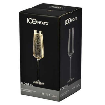 KROSNO Champagne Flutes Set of 4, 8.5 oz, Modern Collection | Drinking Glasses, Led-Free Crystal Glasses for Prosecco Sparkling Wine, Wedding Champagne Flutes, Dishwasher Safe - size: 7.4 fl oz (Set of 4)